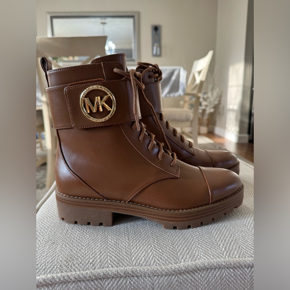 Michael Kors Tatum Leather Ankle Combat Boots